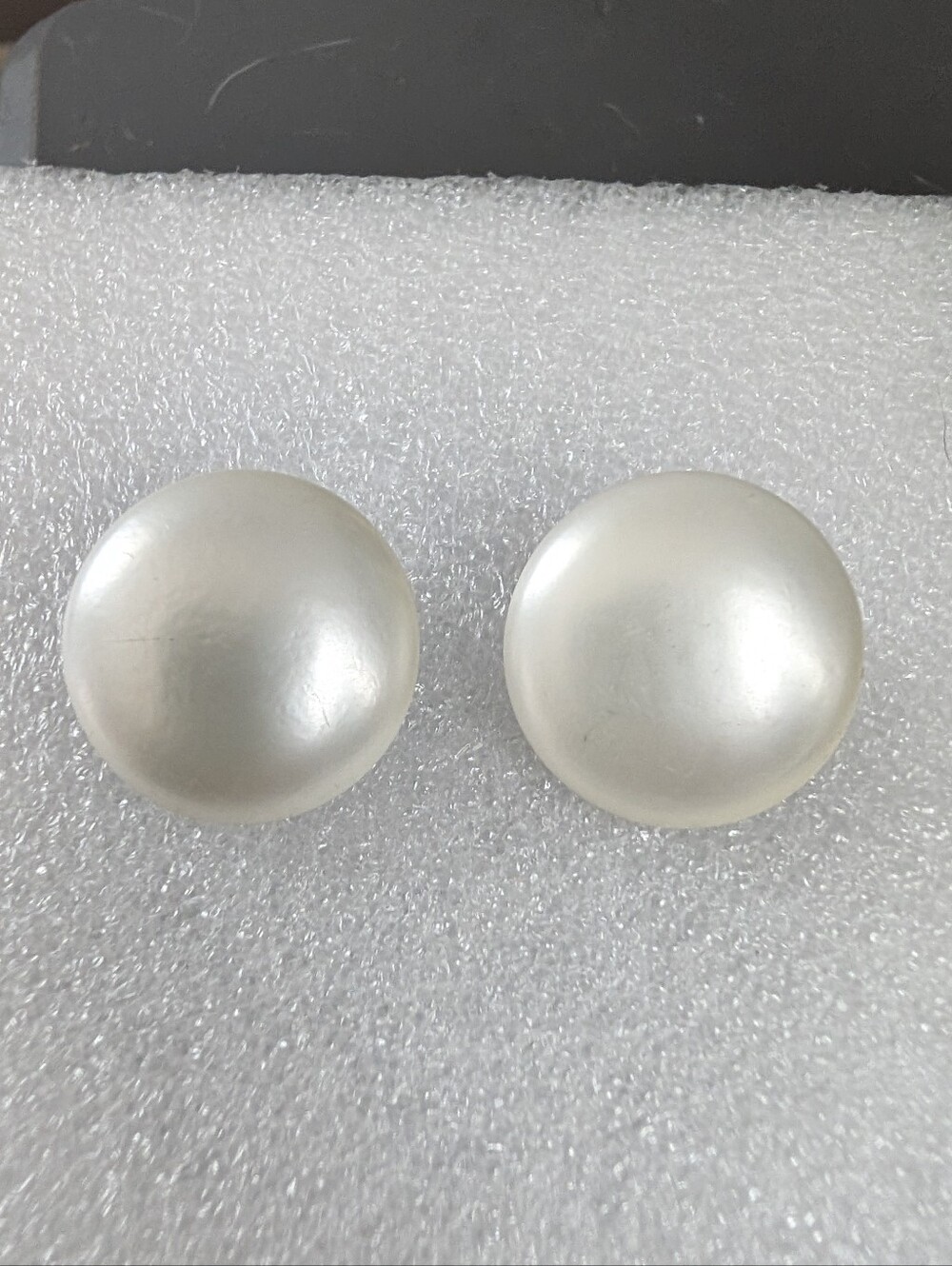 Mother Of Pearl Cabochon Earrings Clip On